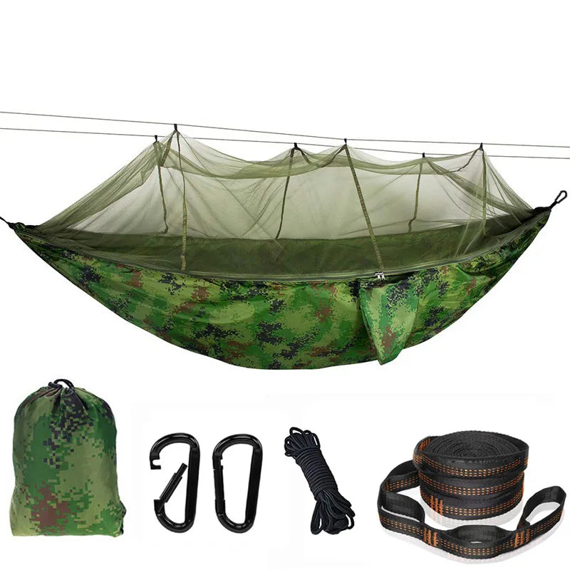 Lightweight Camping Hammock with Mosquito Net Comfortable for Outdoor Durable Breathable 210T Parachute Nylon Material Hammocks