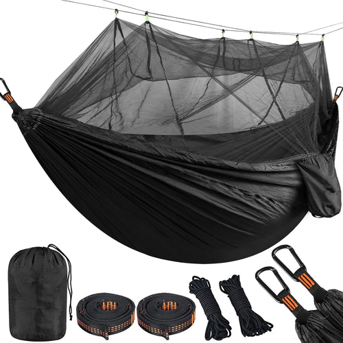 Lightweight Camping Hammock with Mosquito Net Comfortable for Outdoor Durable Breathable 210T Parachute Nylon Material Hammocks