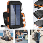 20000Mah Portable Solar Power Bank Camping External Battery Charger for Mobile Phones 2 USB/ LED Flashlights Charger