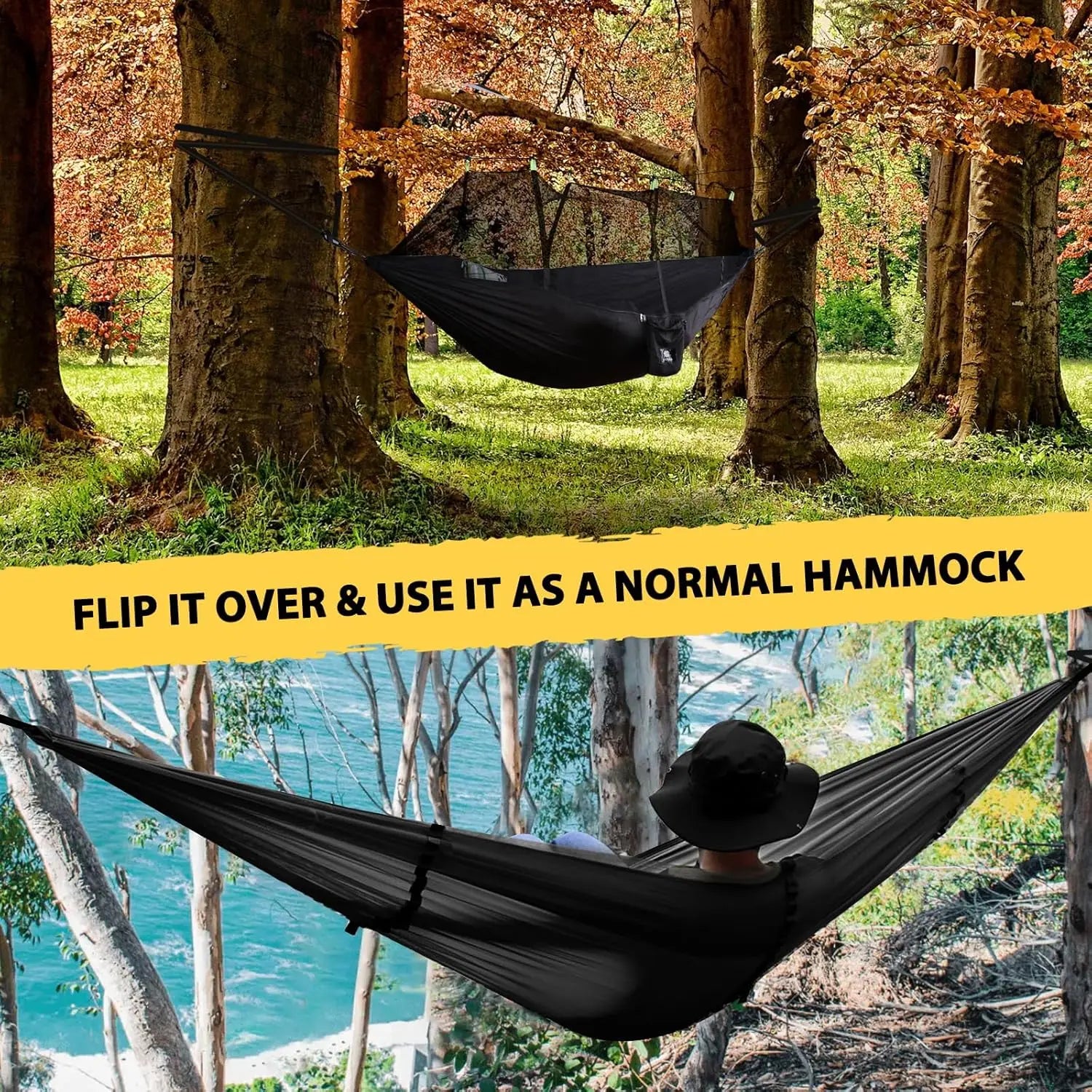 Lightweight Camping Hammock with Mosquito Net Comfortable for Outdoor Durable Breathable 210T Parachute Nylon Material Hammocks